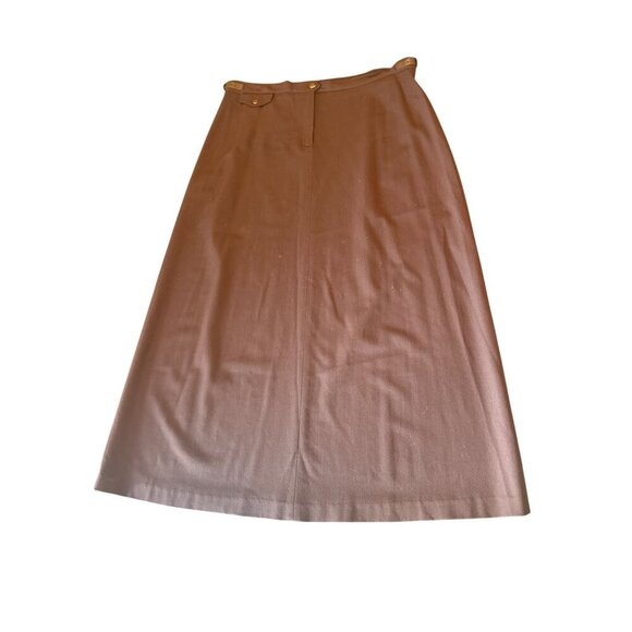 Lauren Ralph Lauren Brown Wool Blend Belted Petite Skirt 12P Equestrian - Picture 1 of 6